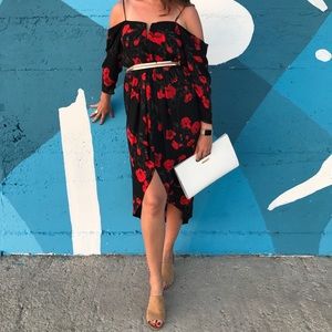 Shiekh Black Dress with Red Flowers